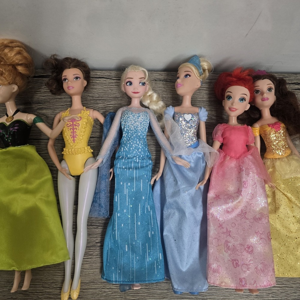 Lot of 7 Disney Dolls Princess Elsa Belle Anna Cinderella Ariel Beauty Beast - Picture 3 of 7